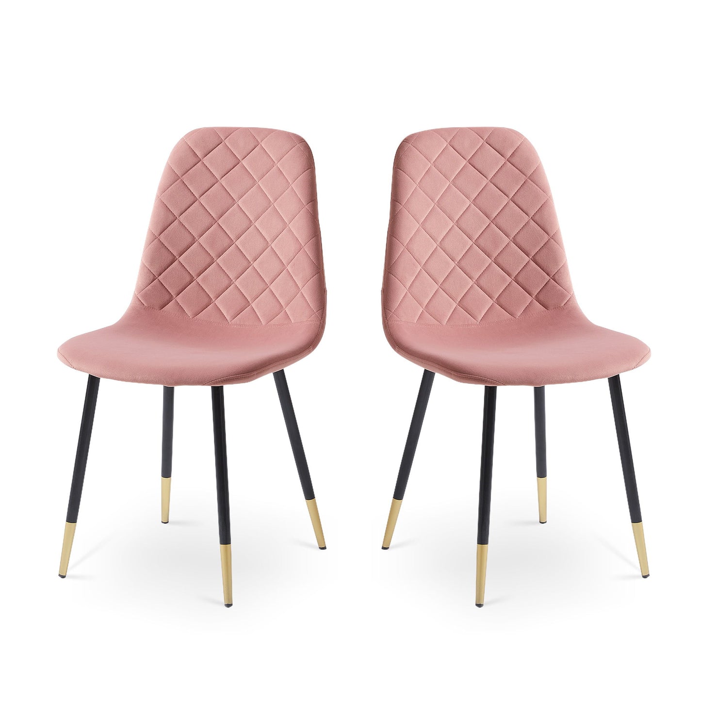 Velvet Tufted Accent Chairs With Golden Color Metal Legs, Modern Dining Chairs For Living Room