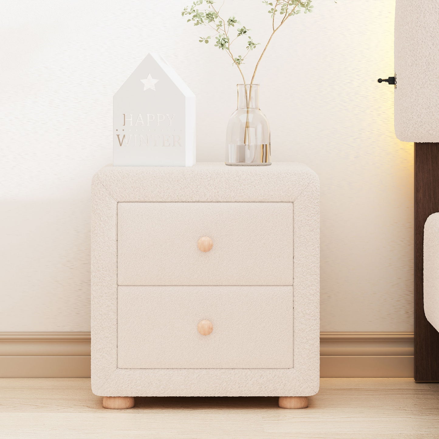 Teddy Fleece Nightstand With 2 Drawers