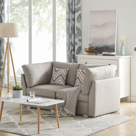 Amira - Fabric Loveseat Couch With Pillows