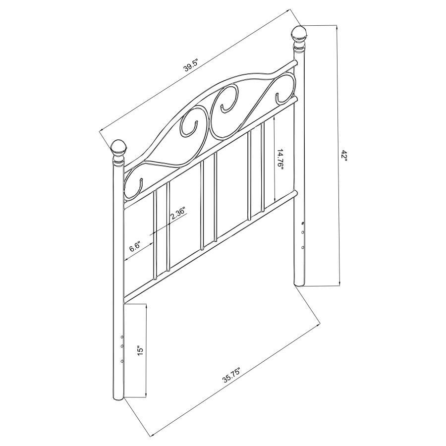 Ellis - Scroll Twin Headboard - Dark Bronze
