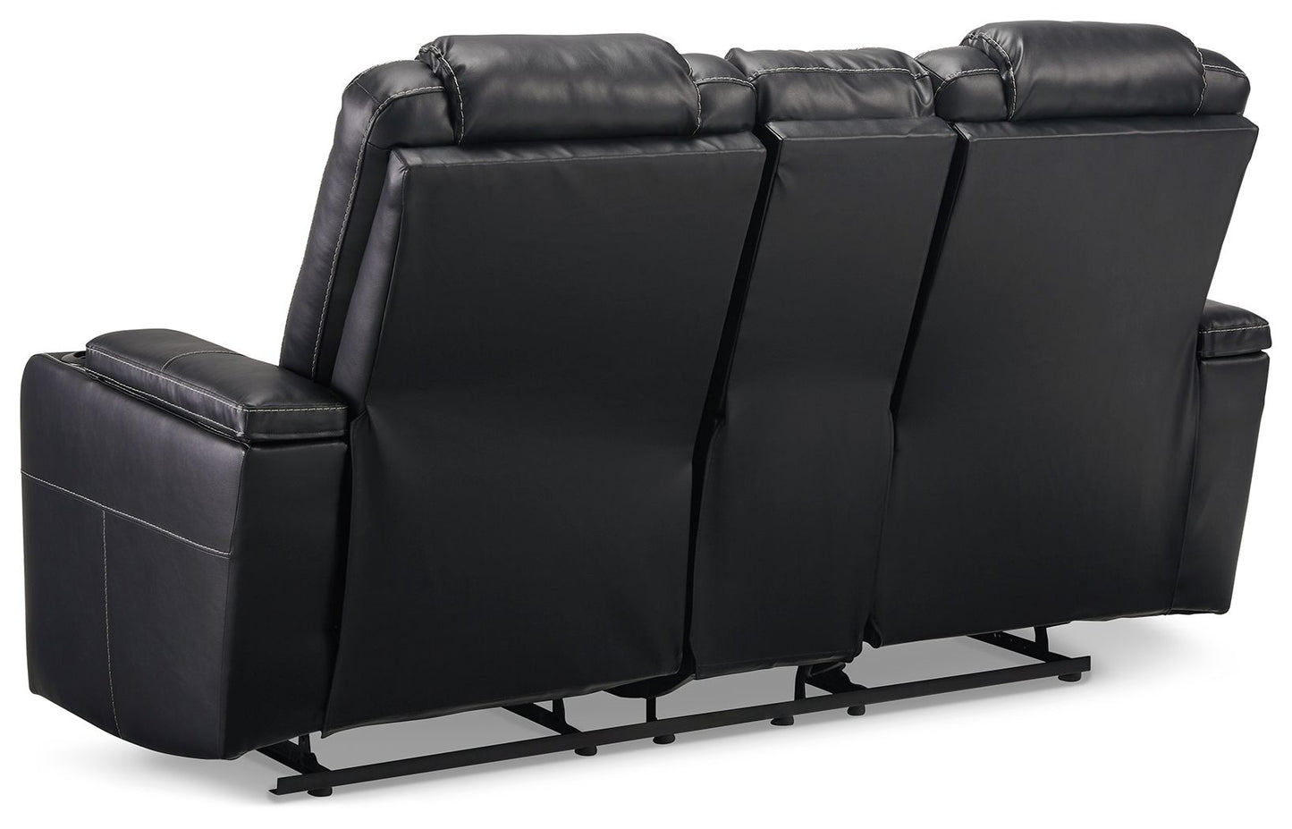 Center Point - Black - Dbl Rec Loveseat W/Console