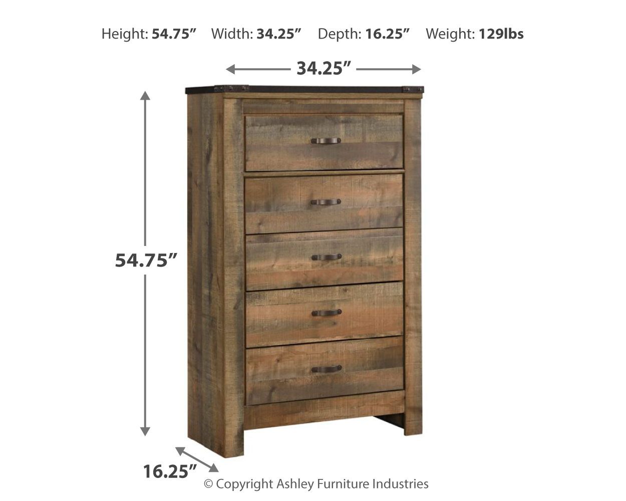 Trinell - Brown - Five Drawer Chest