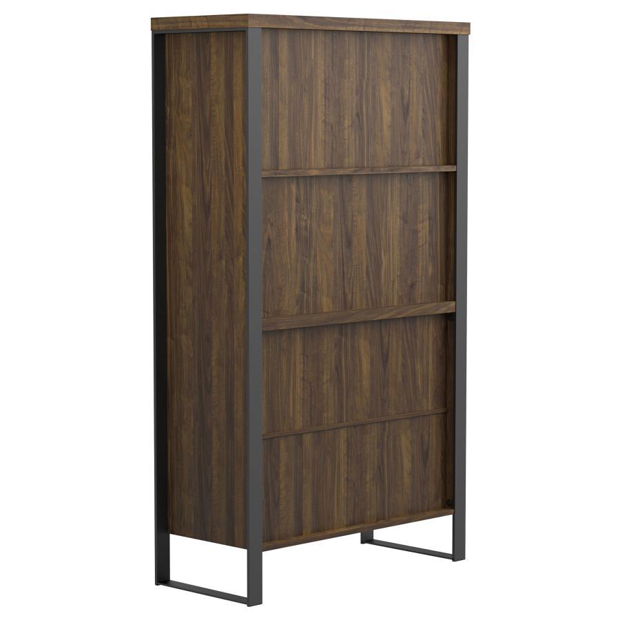Pattinson - 2-Door Rectangular Bookcase - Aged Walnut and Gunmetal