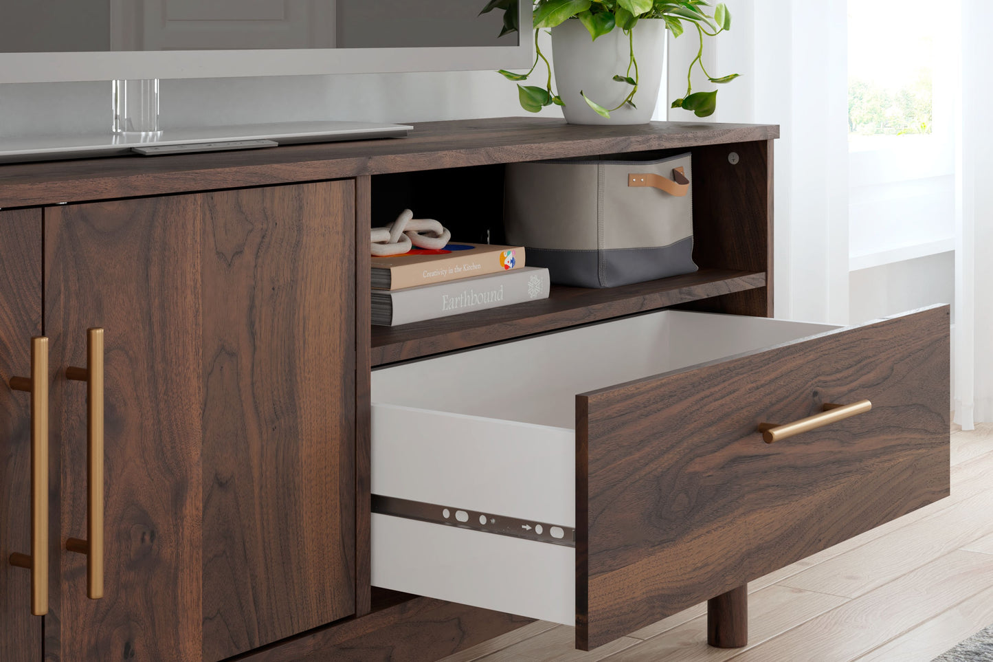 Calverson - Mocha - Medium TV Stand - Medium