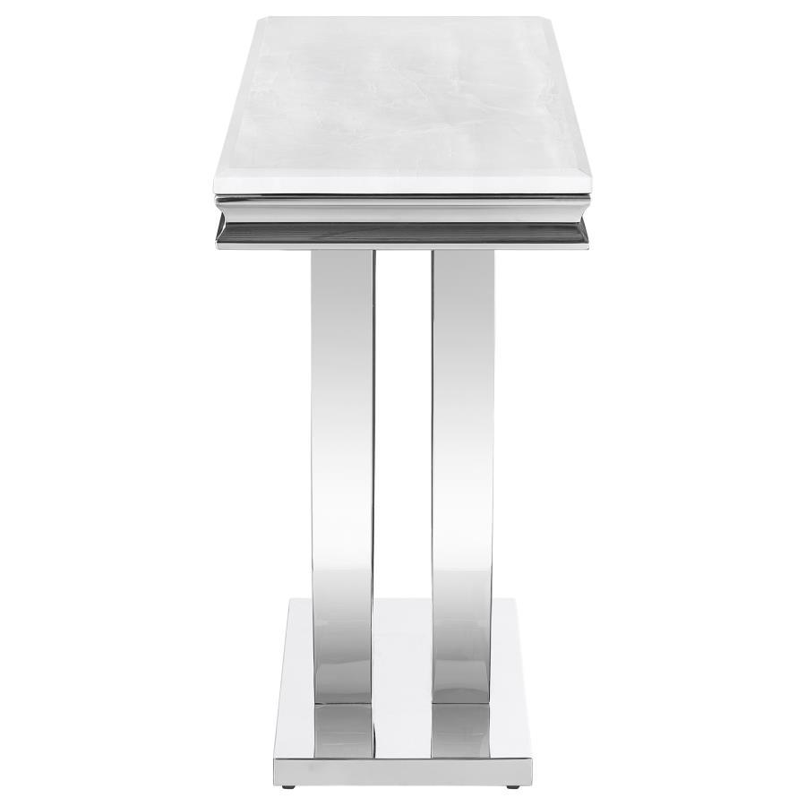 Kerwin - U-Base Rectangle Sofa Table - White and Chrome