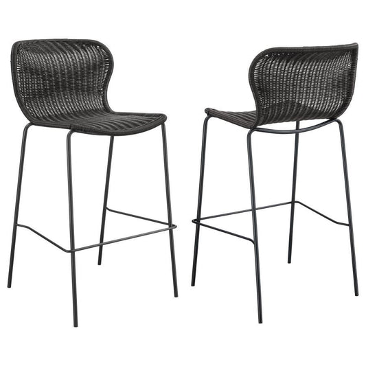Mckinley - Upholstered Bar Stools With Footrest (Set of 2) - Brown And Sandy Black