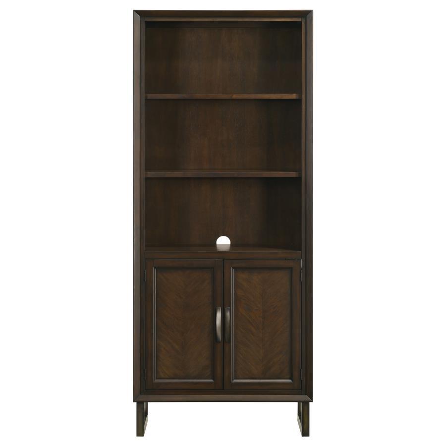 Marshall - 3-Shelf Bookcase With Storage Cabinet - Dark Walnut and Gunmetal