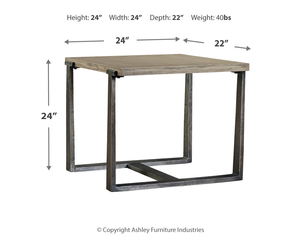 Dalenville - Gray - Rectangular End Table