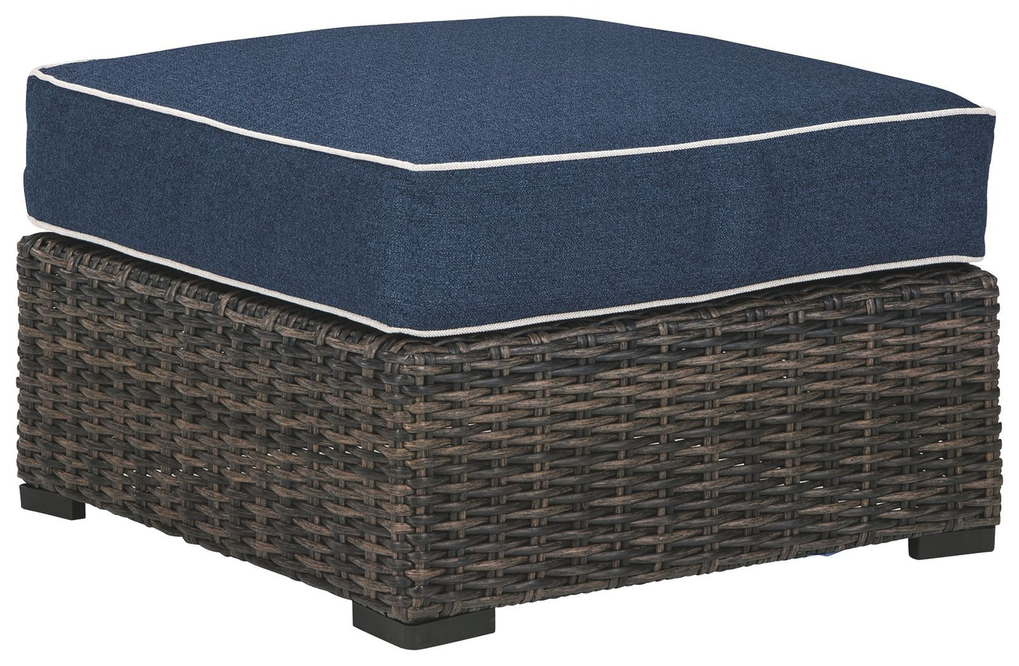 Grasson - Brown / Blue - Ottoman With Cushion