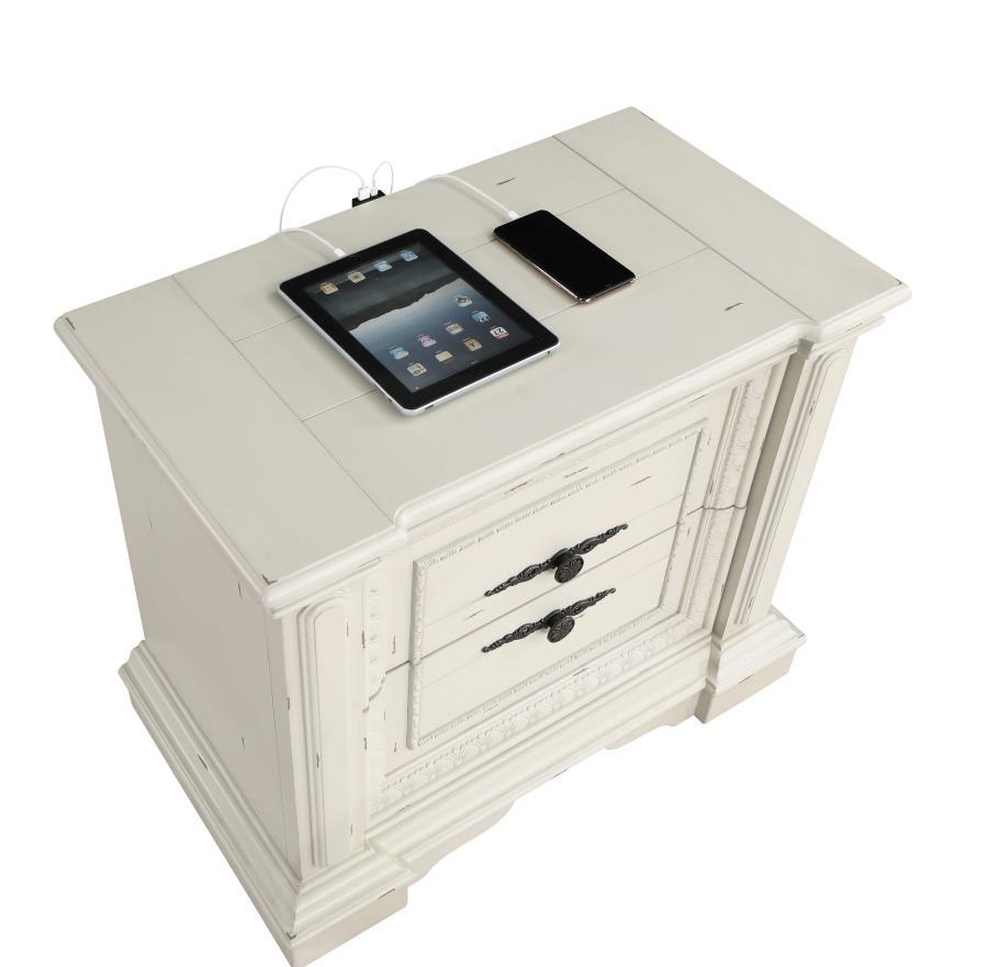 Evelyn - 2-Drawer Nightstand With Usb Ports - Antique White