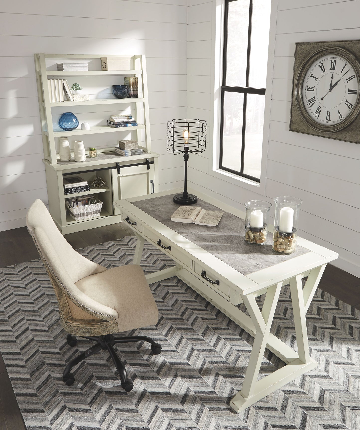 Jonileene - White / Gray - Home Office Large Leg Desk