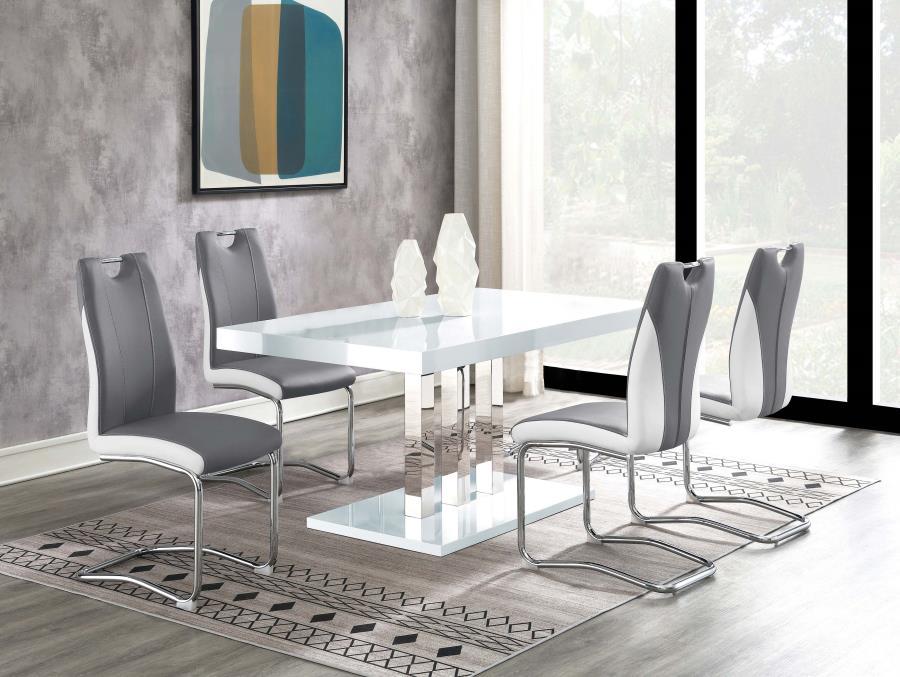 Brooklyn - 5-Piece Dining Set - White And Chrome