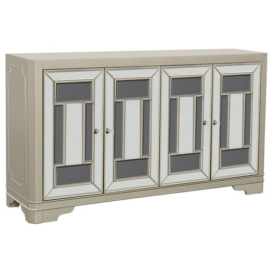 Toula - 4-Door Accent Cabinet - Smoke and Champagne