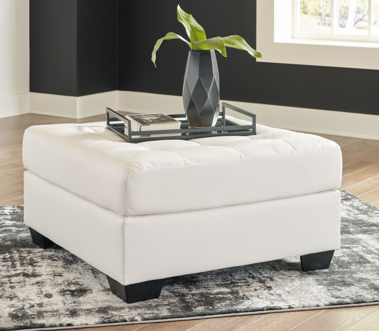 Donlen - White - 3 Pc. - Right Arm Facing Corner Chaise 2 Pc Sectional, Ottoman
