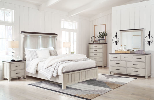 Darborn - Gray / Brown - 8 Pc. - Dresser, Mirror, Chest, Queen Panel Bed, 2 Nightstands