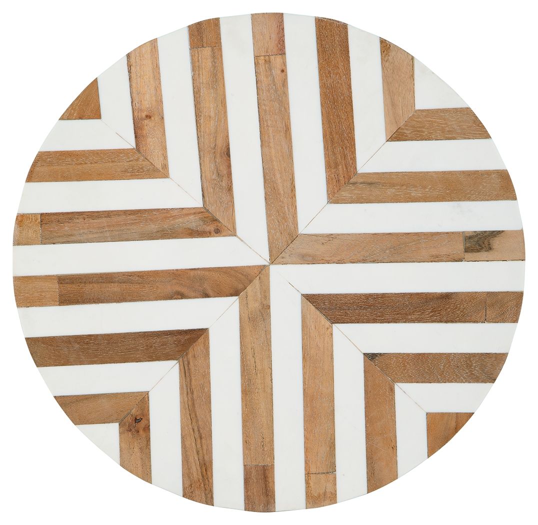 Cartley - White / Light Brown - Accent Table