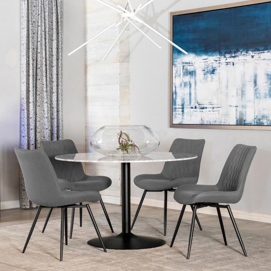Bartole - Round Dining Table - White And Matte Black