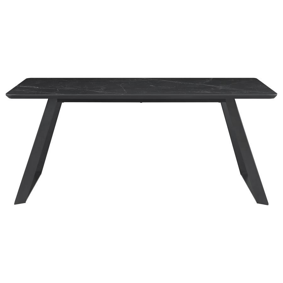 Smith - Rectangle Ceramic Top Dining Table - Black and Gunmetal