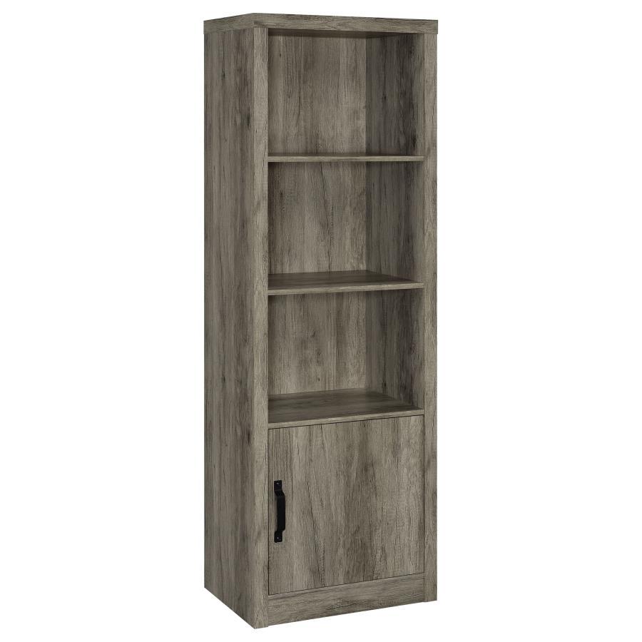 Burke - 3-Shelf Media Tower With Storage Cabinet - Gray Driftwood