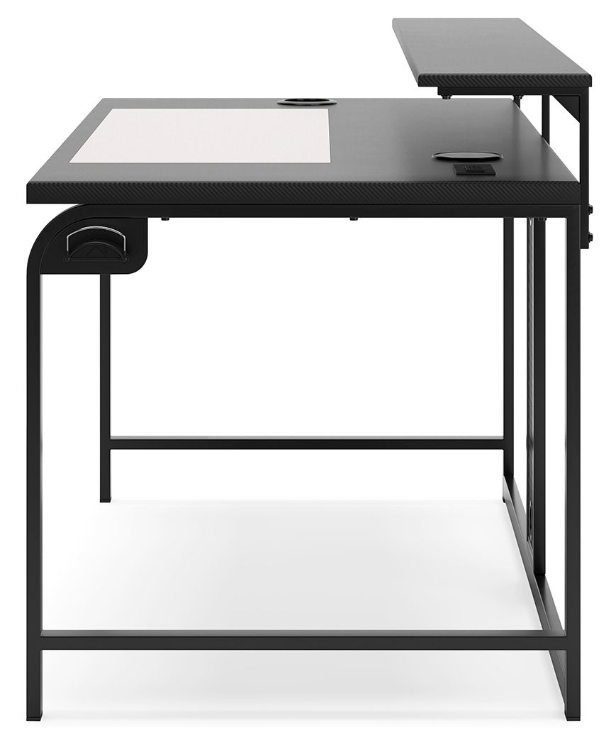 Lynxtyn - Black - Home Office Desk With Led Lighting