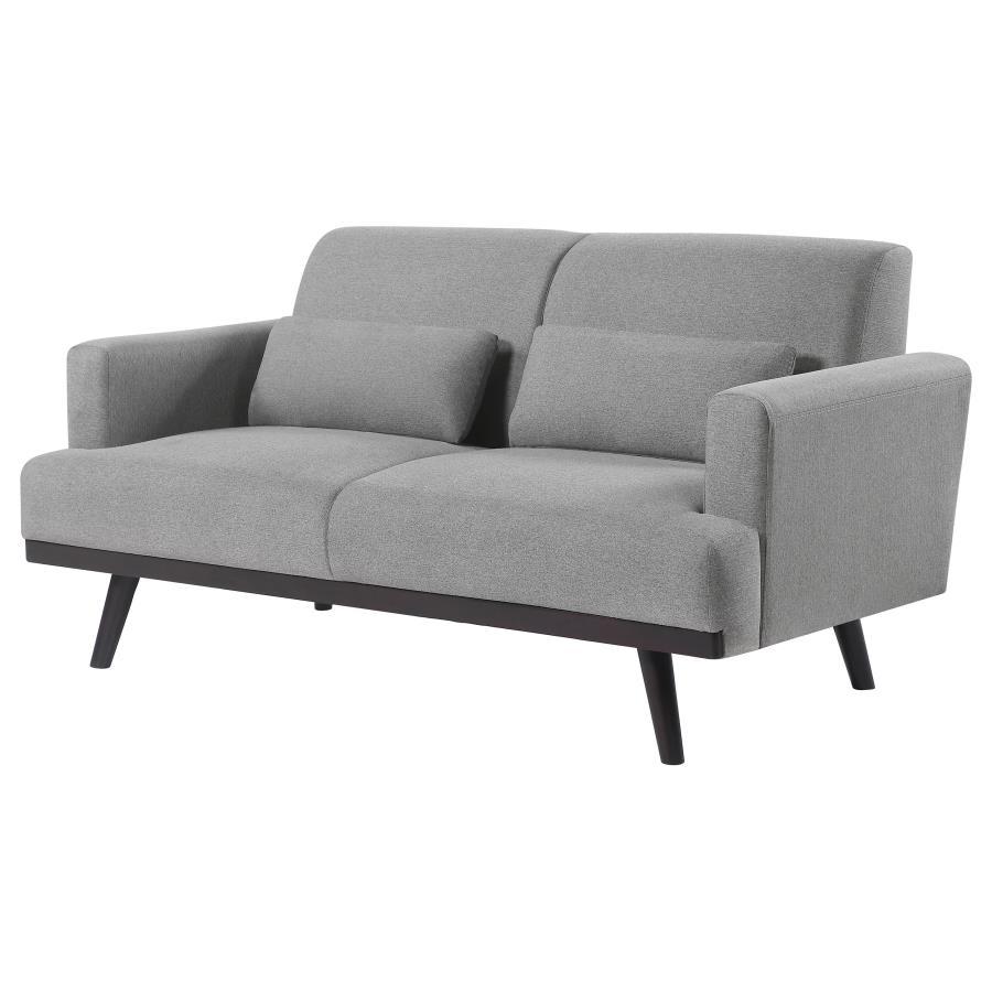 Blake - Upholstered Loveseat With Track Arms - Sharkskin and Dark Brown