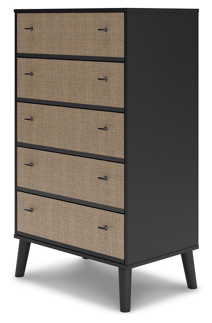 Charlang - Black / Gray - Five Drawer Chest