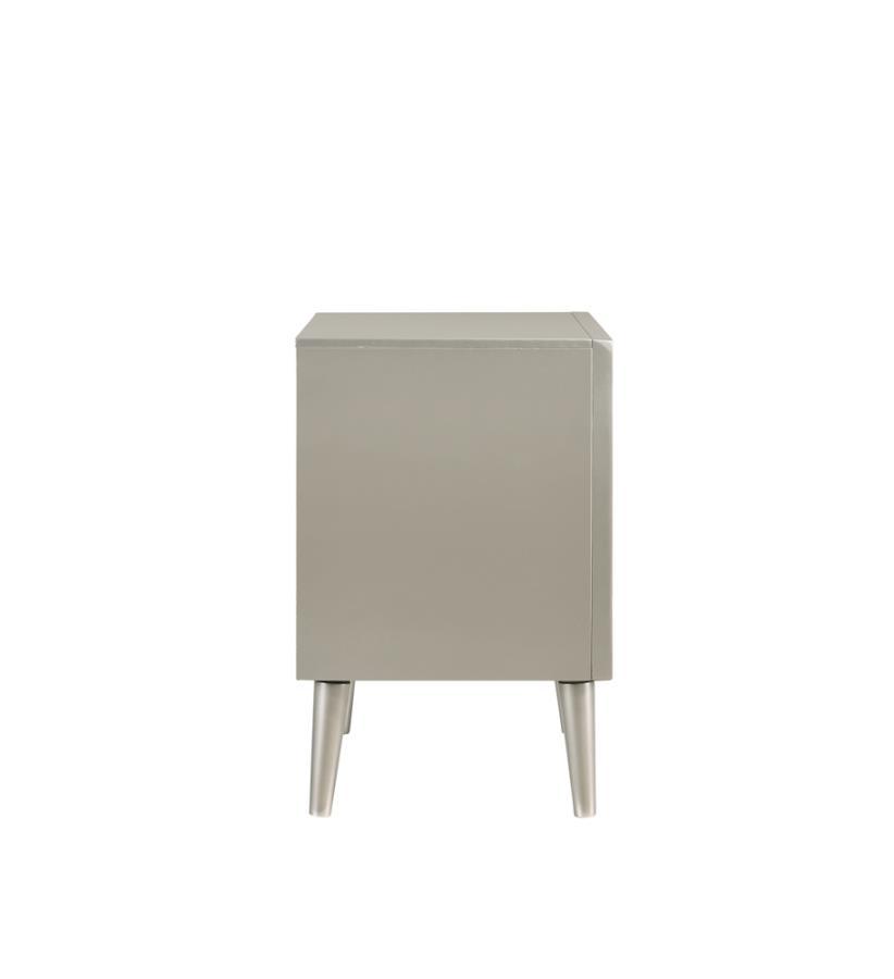 Ramon - 2-Drawer Nightstand - Metallic Sterling