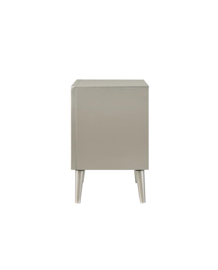 Ramon - 2-Drawer Nightstand - Metallic Sterling