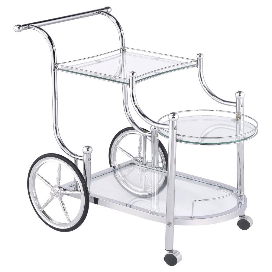 Sarandon - 3-Tier Serving Cart - Chrome and Clear