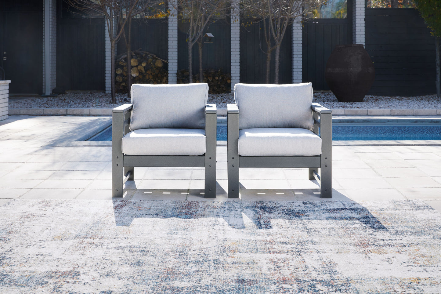 Amora - Charcoal Gray - Lounge Chair W/Cushion (Set of 2)