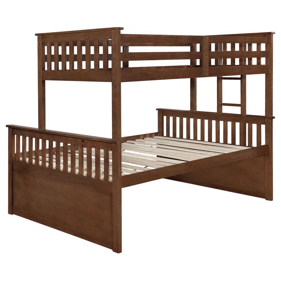 Atkin - Twin Extra Long Over Queen 3-Drawer Bunk Bed - Weathered Walnut