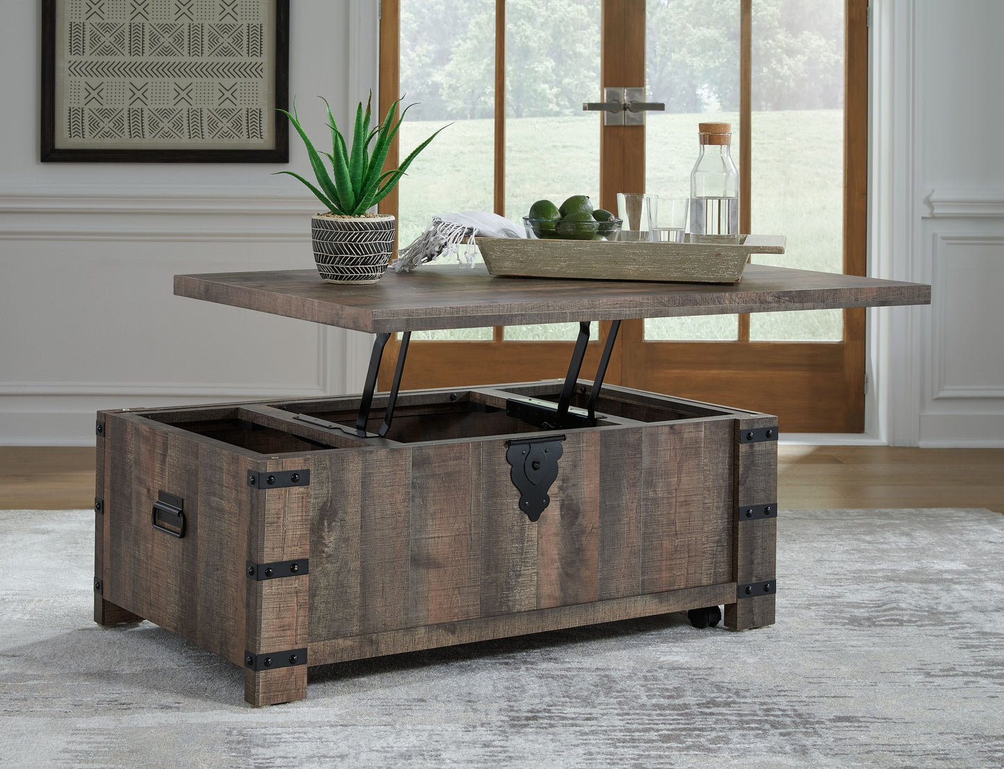 Hollum - Rustic Brown - Lift Top Cocktail Table
