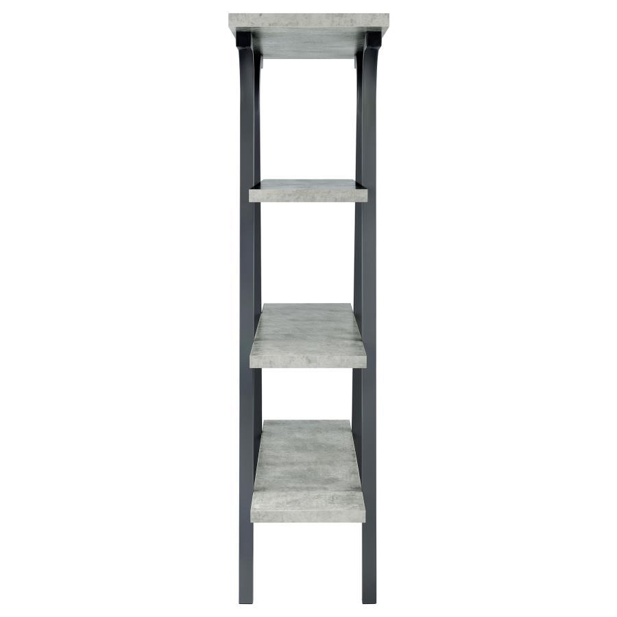Tatum - 4-Tier Rectangular Bookcase - Cement and Gunmetal