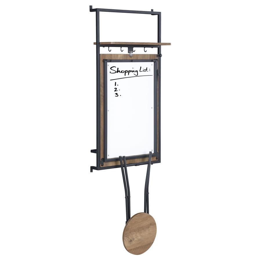 Riley - Foldable Wall Desk With Stool - Rustic Oak and Sandy Black