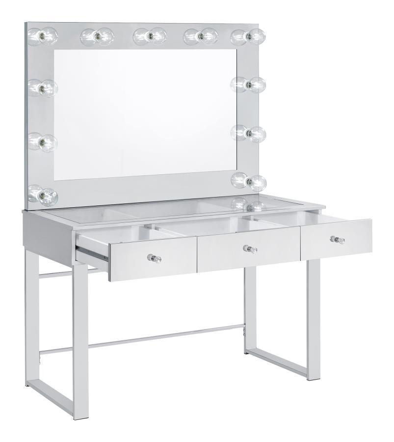 Umbridge - 3-Drawer Vanity With Lighting - Chrome and White