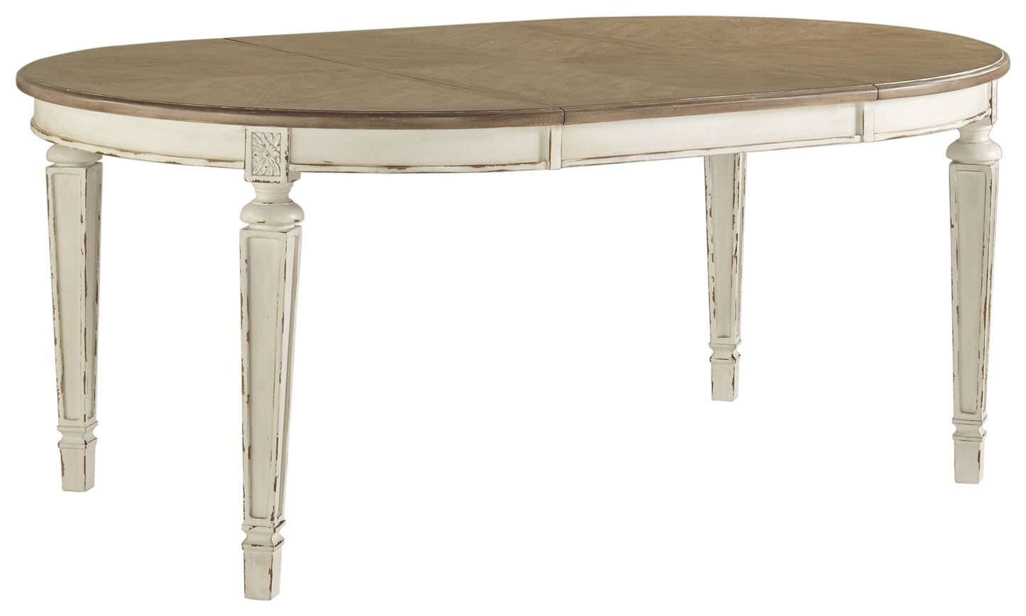 Realyn - Chipped White - Oval Dining Room Ext Table