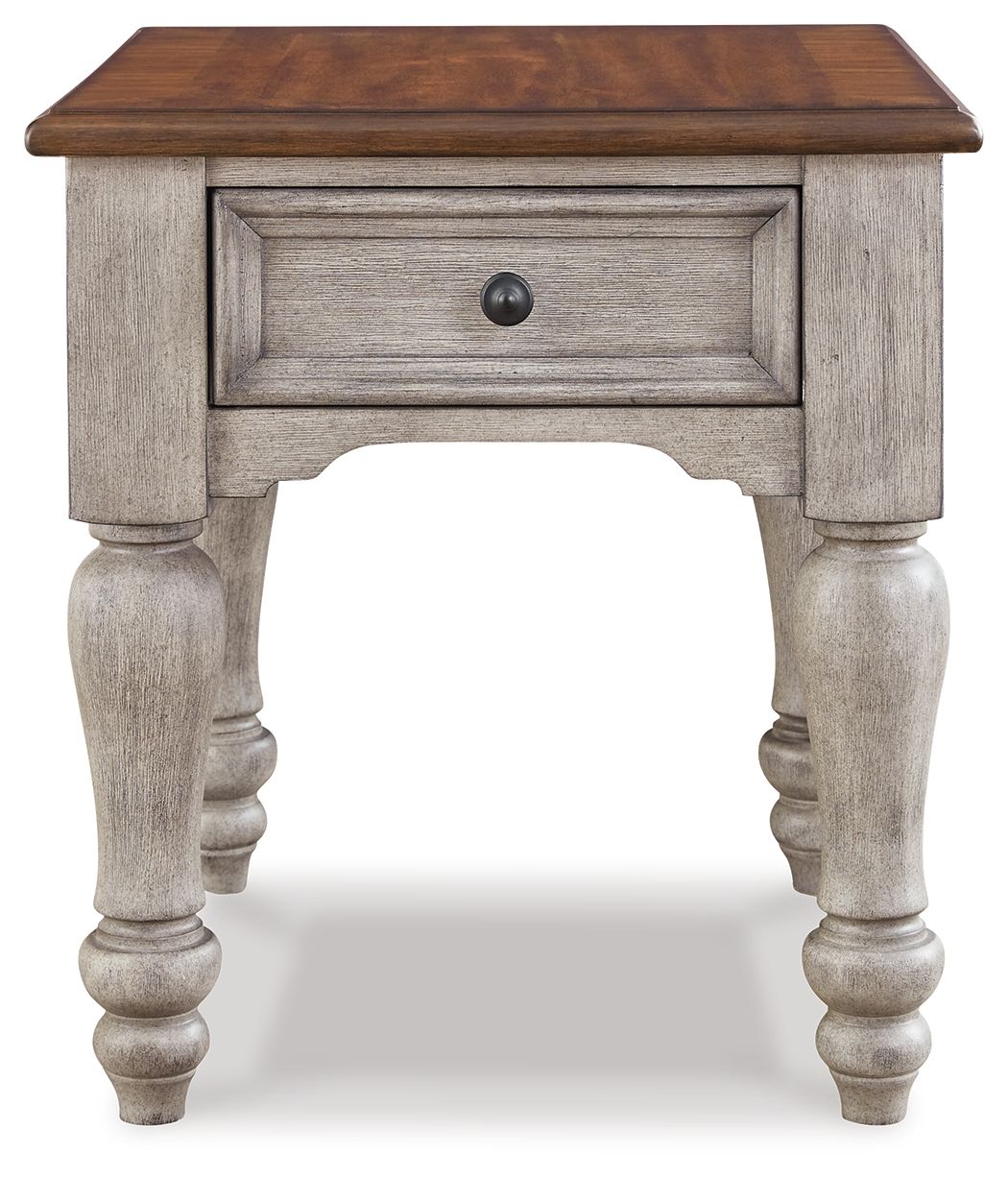 Lodenbay - Antique Gray / Brown - Rectangular End Table