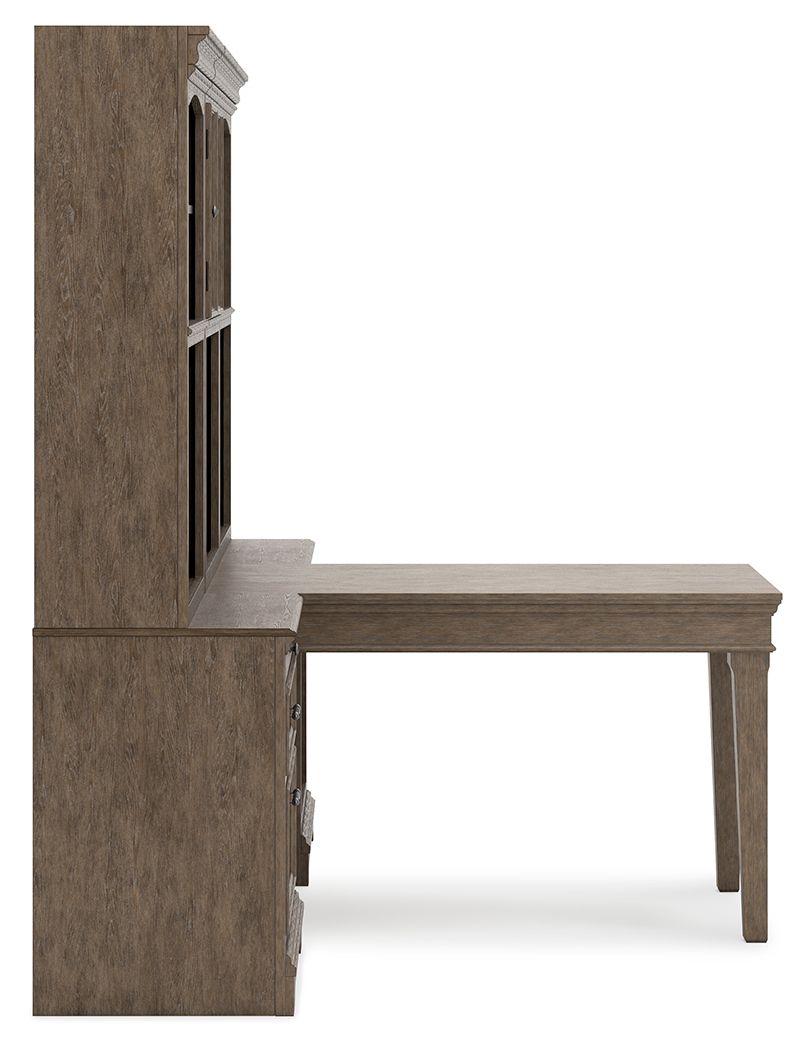 Janismore - Weathered Gray - Desk With 2 Bookcase Wall Units
