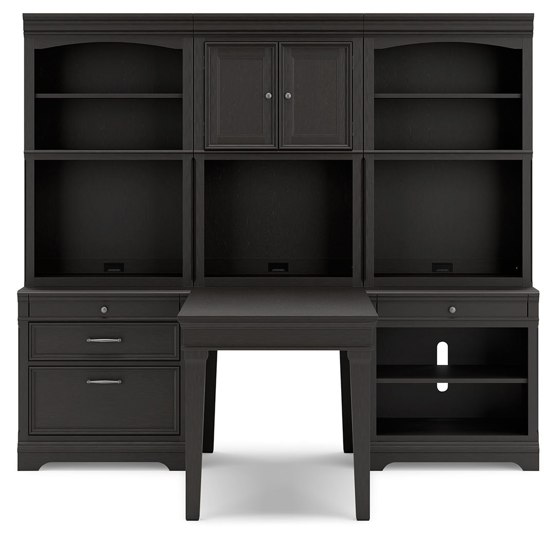 Beckincreek - Black - Home Office Bookcase Desk With 2 Bookcases