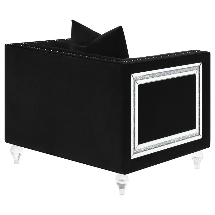 Delilah - Upholstered Tufted Tuxedo Arm Chair - Black