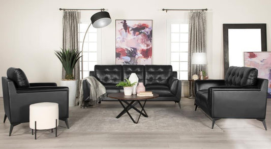Moira - 3-Piece Upholstered Tufted Living Room Set With Track Arms - Black