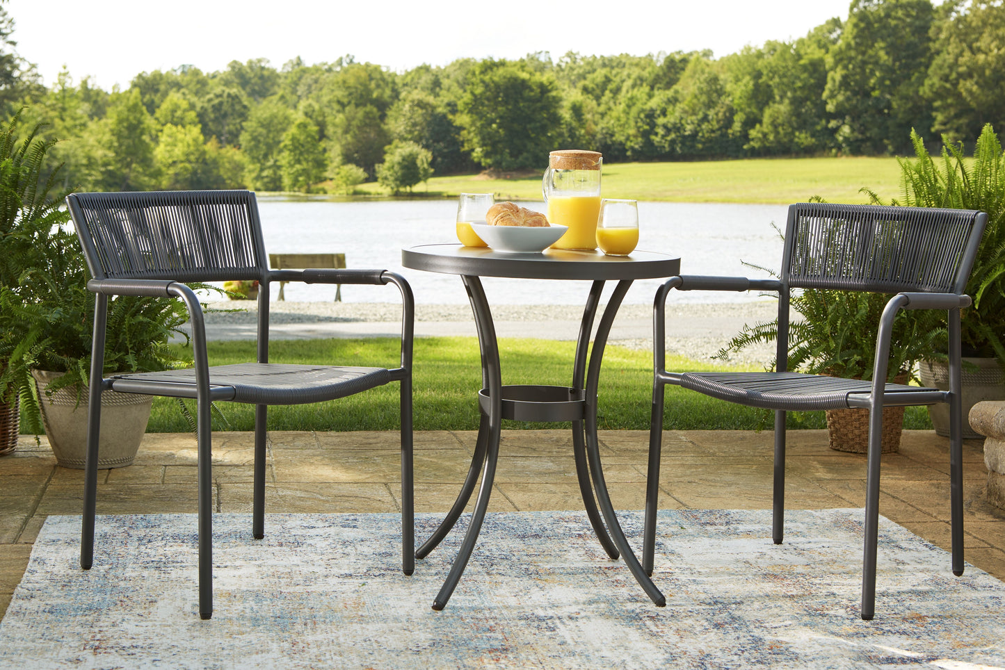 Crystal - Gray - Chairs W/Table Set (Set of 3)