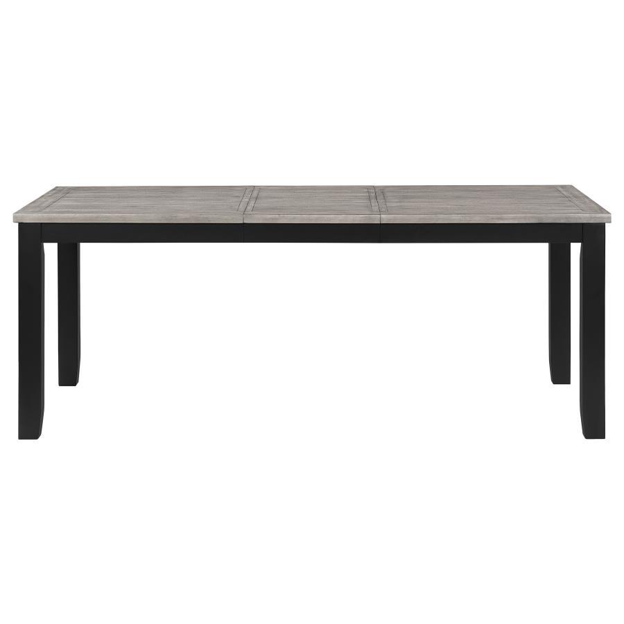 Elodie - Rectangular Dining Table With Extension Leaf - Gray And Black