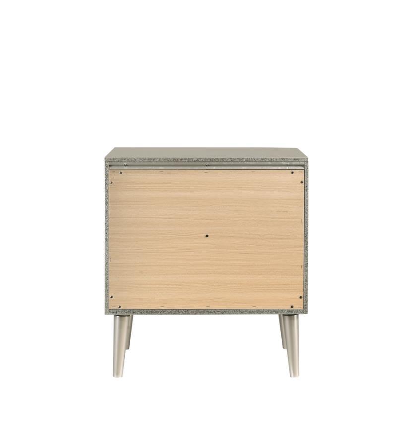Ramon - 2-Drawer Nightstand - Metallic Sterling
