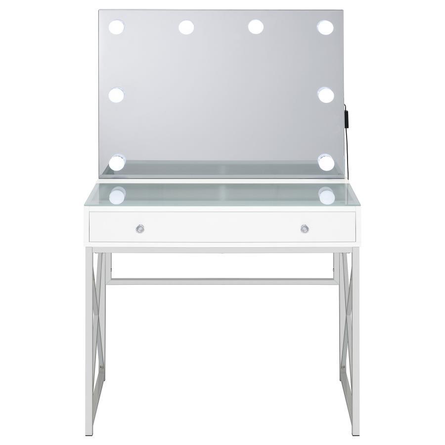 Eliza - 2-Piece Vanity Set With Hollywood Lighting - White and Chrome