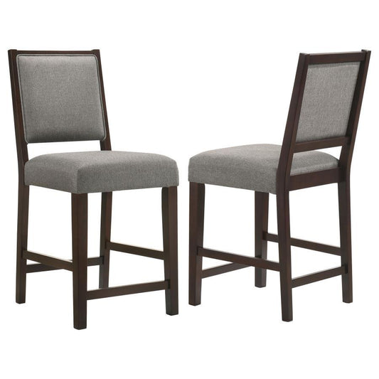 Bedford - Upholstered Open Back Counter Height Stools With Footrest (Set of 2) - Gray And Espresso