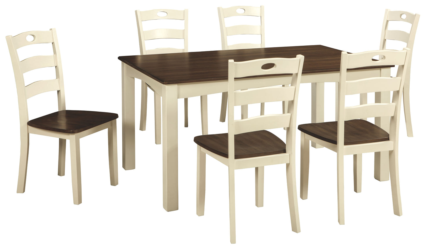 Woodanville - Cream / Brown - Dining Room Table Set (Set of 7)