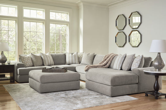 Avaliyah - Ash - 7 Pc. - 6-Piece Sectional With Raf Corner Chaise, Ottoman