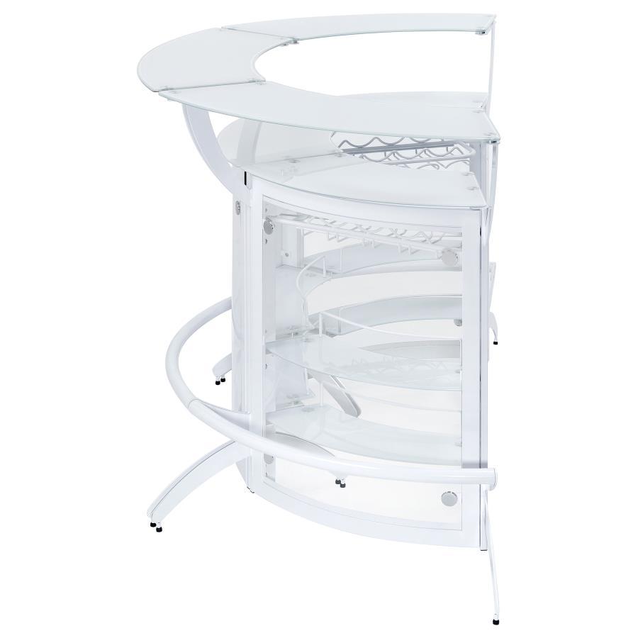 Dallas - 2-Shelf Curved Home Bar (Set Of 3) - White And Frosted Glass