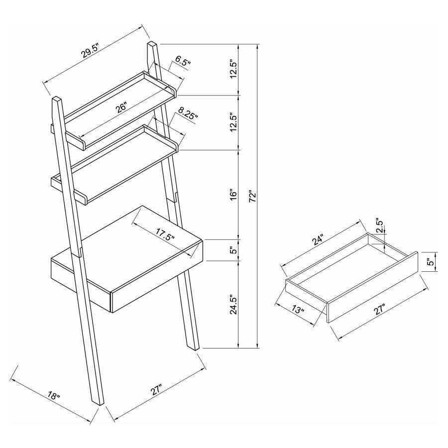 Colella - 2-Shelf Writing Ladder Desk - Cappuccino